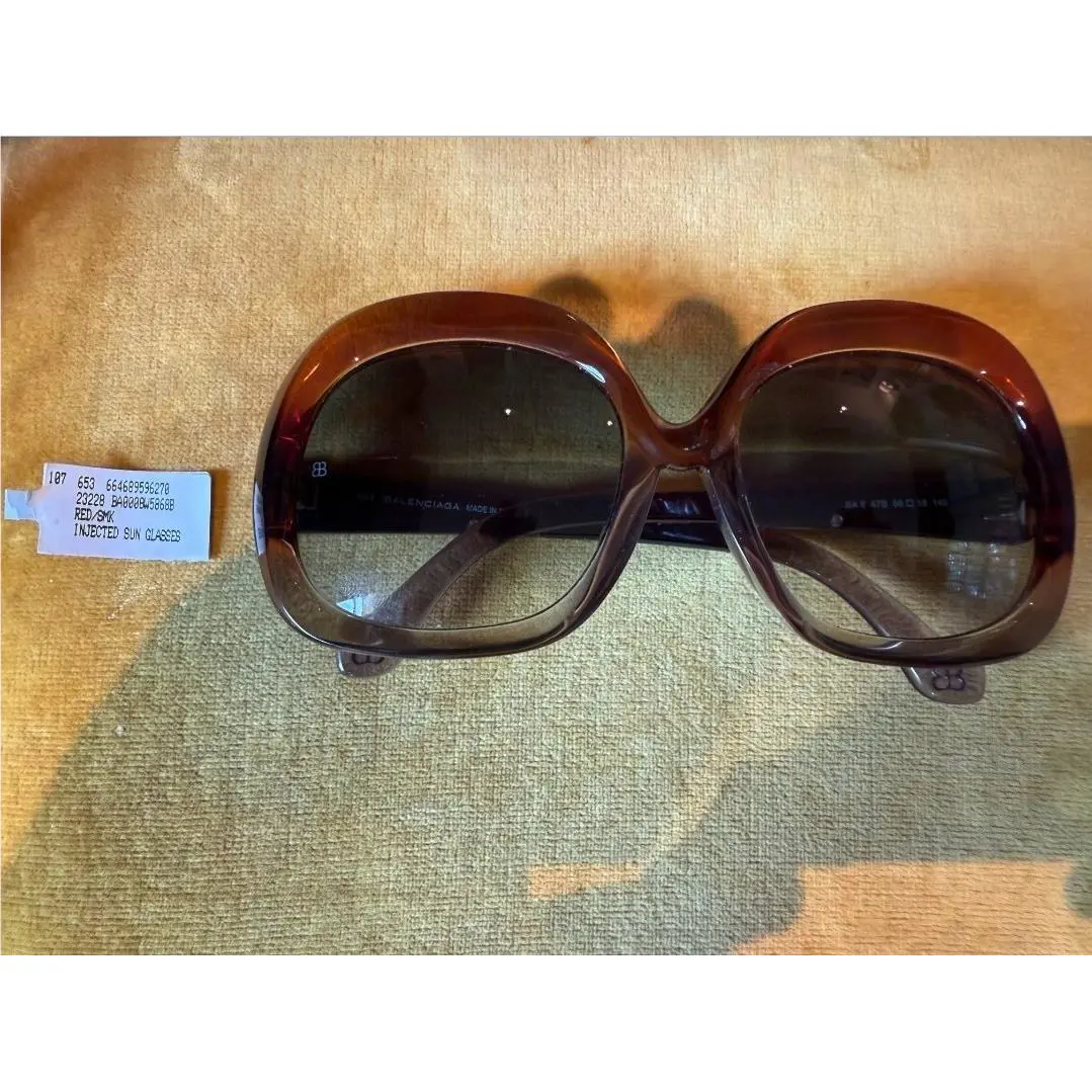 Vintage Balenciaga Womens Square/rectangle Red Maroon Fashion Designer Eyewear