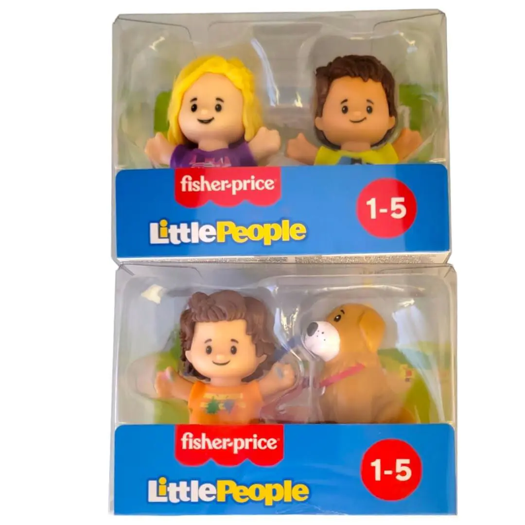 Fisher Price Little People Toddler Toy Figure Packs 4 Figures with Dog