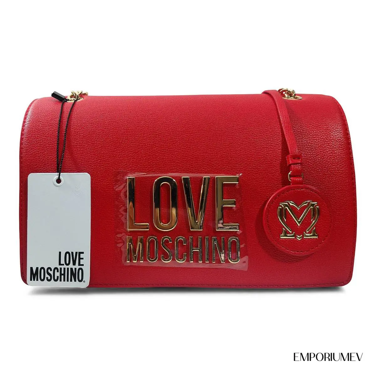 Love Moschino Women s Red Shoulder Bag Crossbody Leather Gold Cha