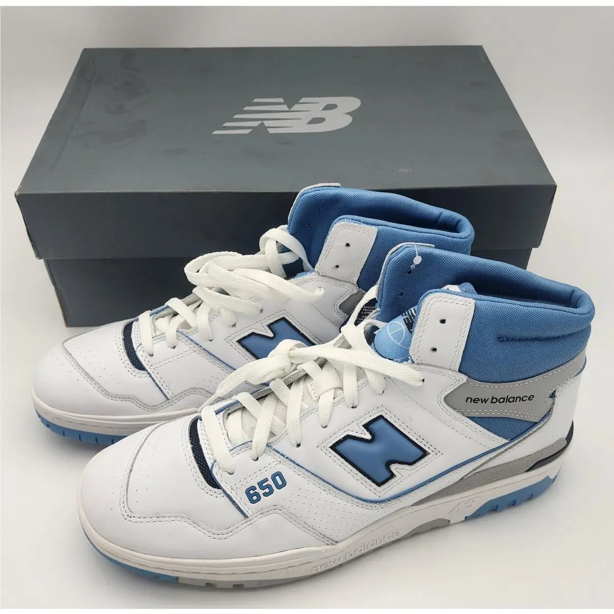 New Balance 650 White Heritage Blue White Blue Raincloud BB650RCK Mens Size 12