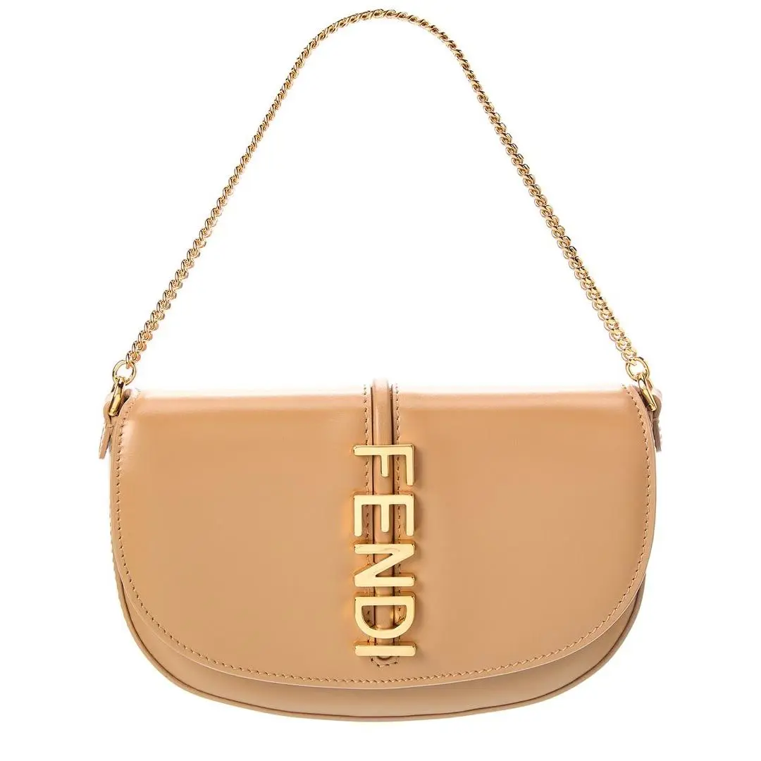 Fendi Fendigraphy Leather Wallet On Chain Women`s Brown