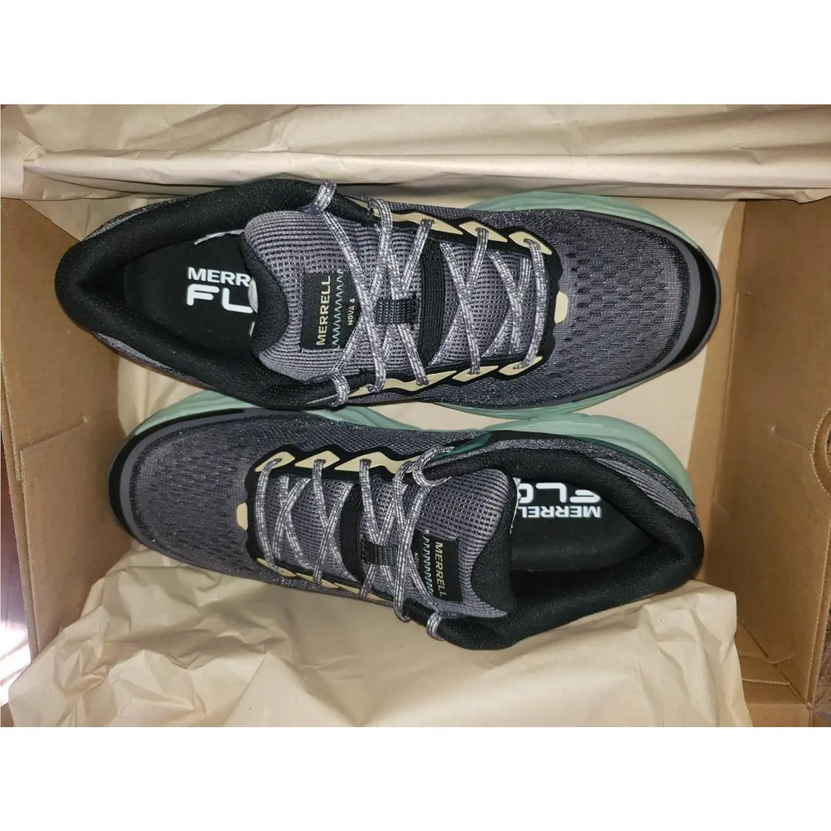 Merrell shoes - MERRELL NOVA 4 TRAIL RUNNER - J068411 - FOSSIL = GREY / GREEN 30