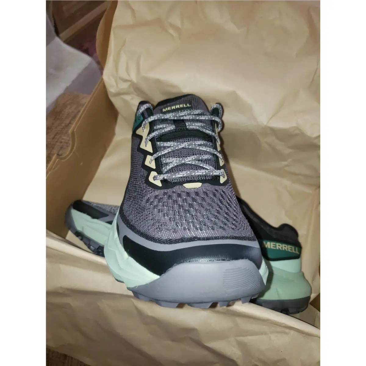 Merrell shoes - MERRELL NOVA 4 TRAIL RUNNER - J068411 - FOSSIL = GREY / GREEN 32