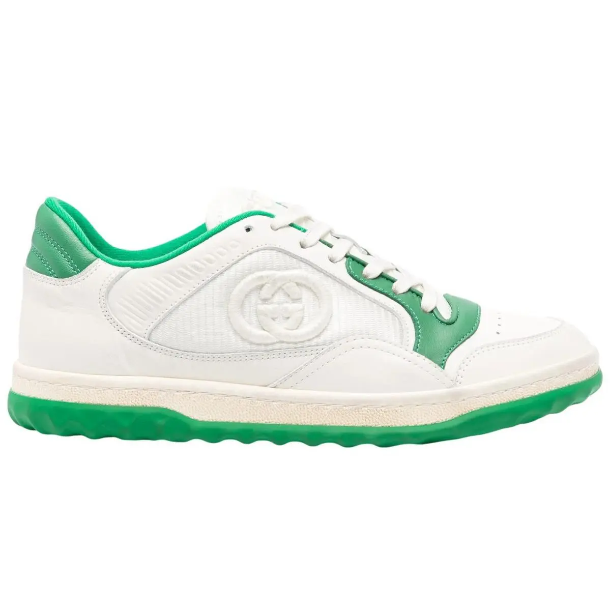 Men`s Gucci White Green Leather MAC80 Sneakers 843224