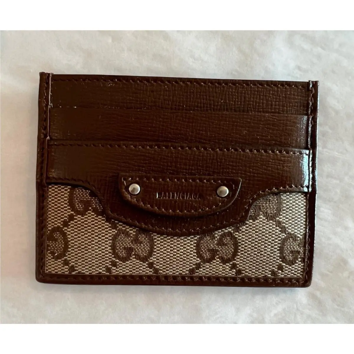 Gucci The Hacker Project Balenciaga Card Case GG Leather Brown