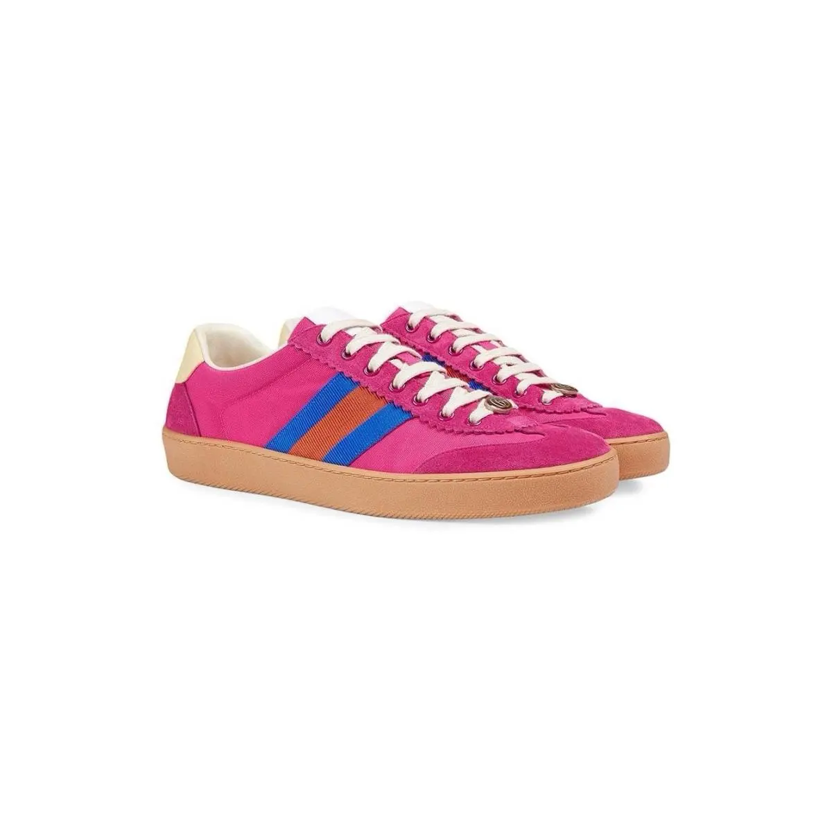 Gucci Jbg Pink Suede Nylon G74 Ace Sneakers 8.5EU/9.5US