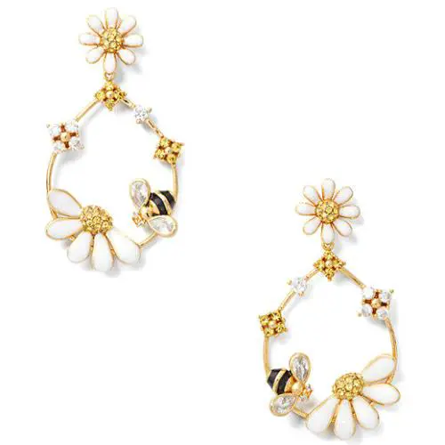 Kate Spade K8021 960 Daisies Statement Hoops Earrings with a Dust Bag