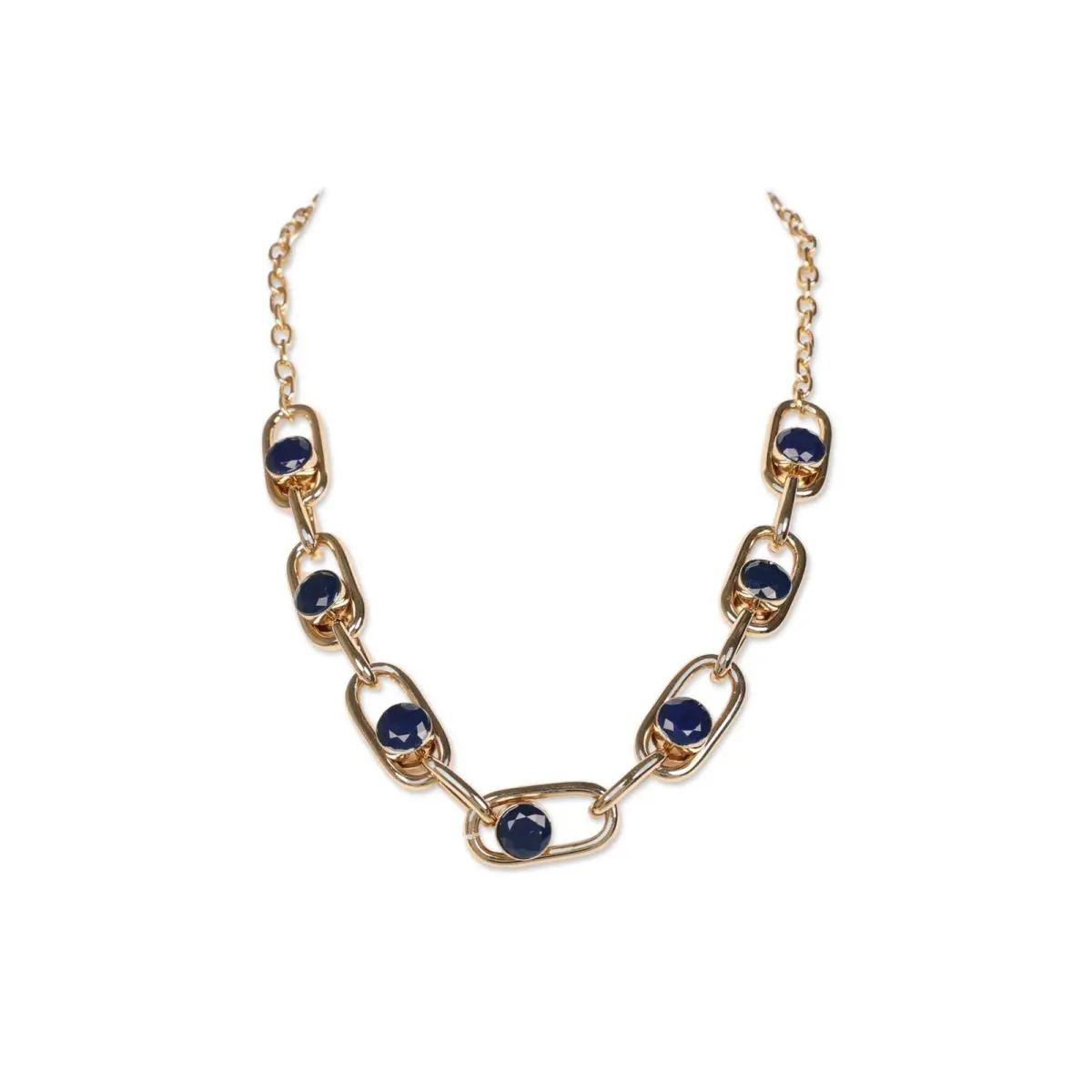 Kate Spade NY 302076 Women Gold Tone Navy Stones Station Necklace 18