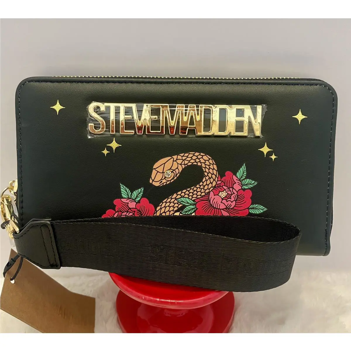 Steve Madden Bzip-sn Lunar Year of The Snake Black Wristlet Wallet