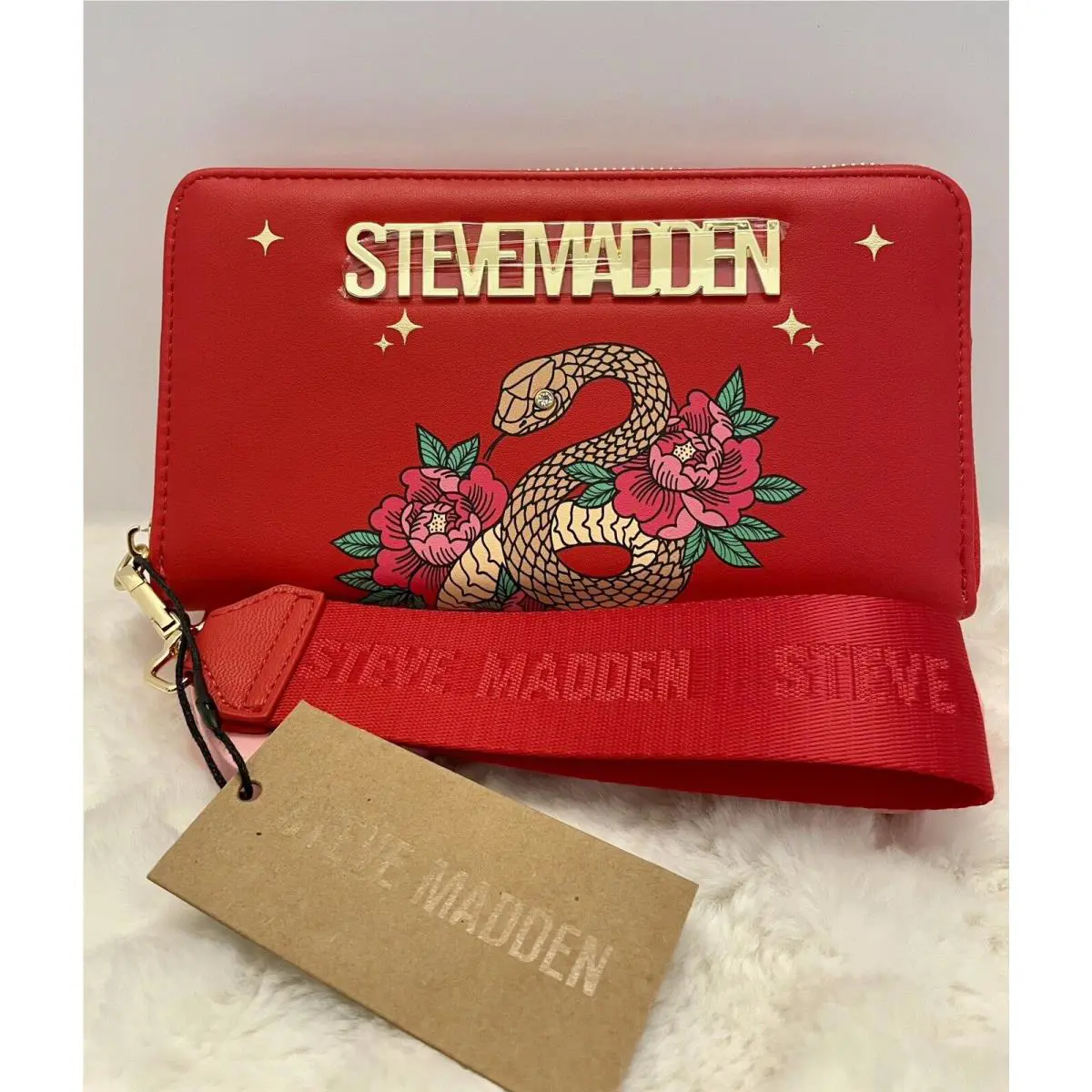 Steve Madden Bzip-sn Lunar Year of The Snake Red Wristlet Wallet