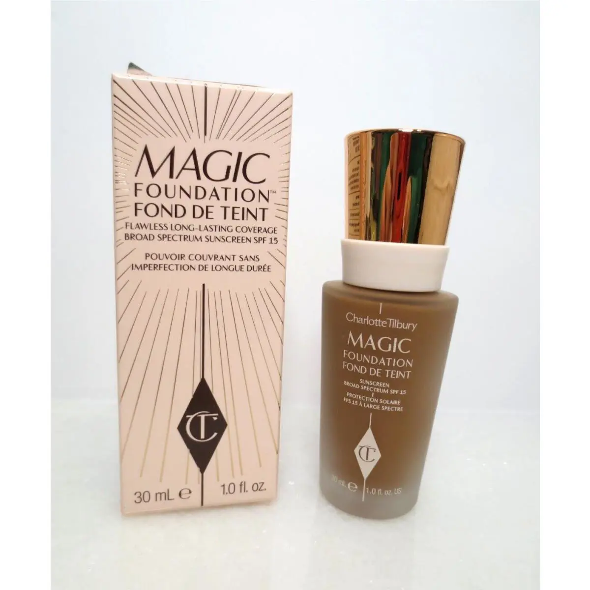 Charlotte Tilbury Magic Foundation Spf 15 Shade 12 Dark 1 OZ Boxed
