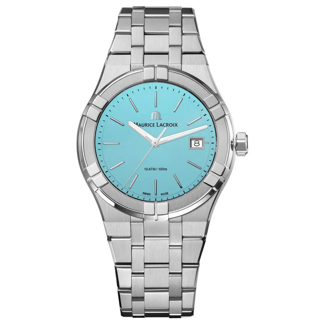 Aikon Colours Steel Blue Dial Date Mens Watch AI1108-SS002-431-1 by Maurice Lacroix