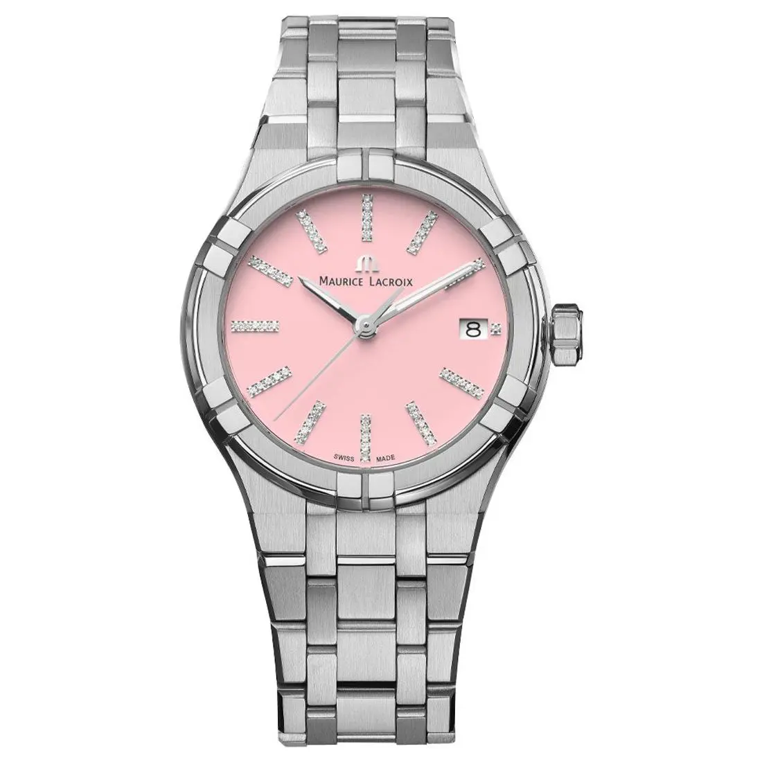 Aikon Colours Pink Dial Diamonds Womens Watch AI1106-SS002-550-1 by Maurice Lacroix