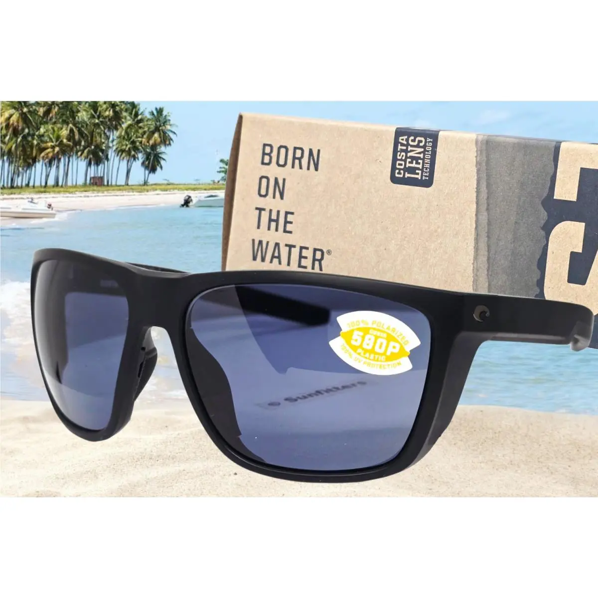 Costa Del Mar Matte Black/gray Ferg XL Polarized 580P Sunglasses