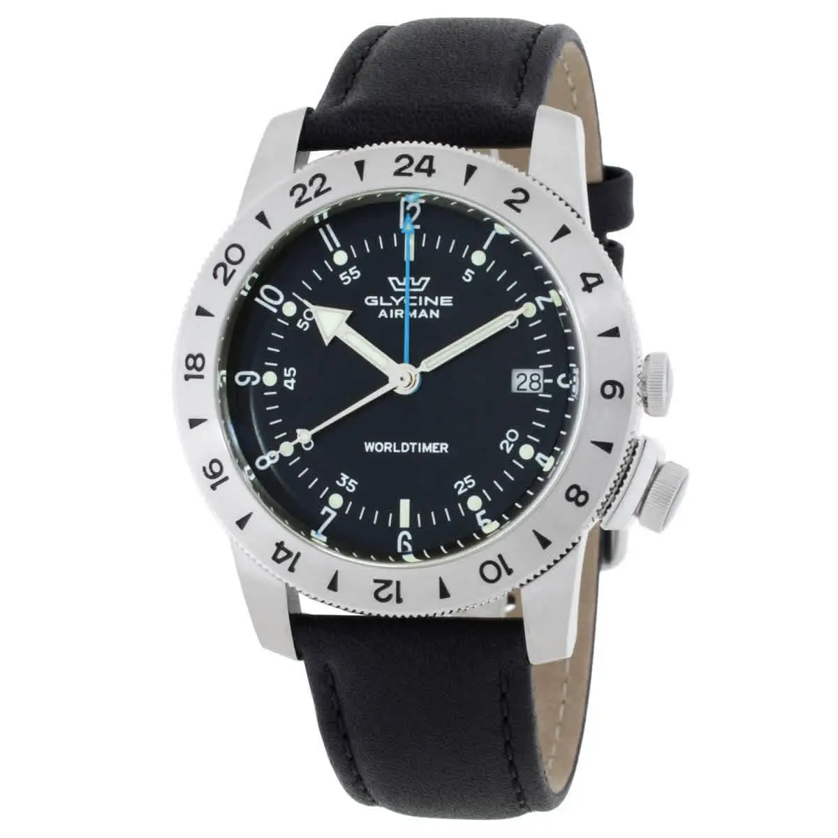 Airman Vintage Gmt Quartz Black Dial Men`s Watch GL1048 by Glycine
