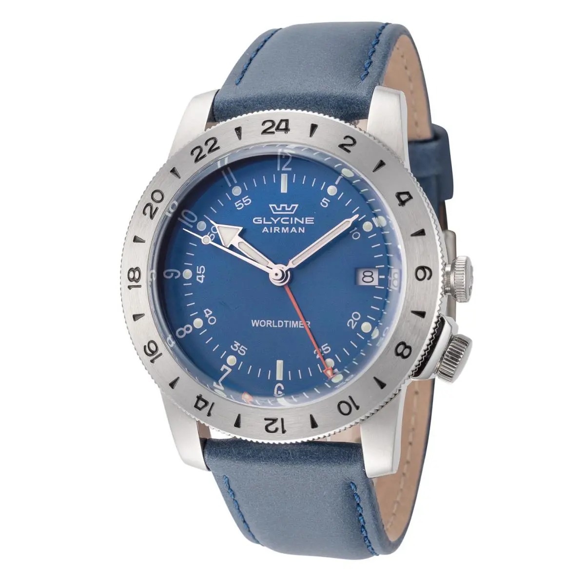 Men`s Airman Worldtimer Gmt Quartz 40mm Gmt Watch GL1049 by Glycine