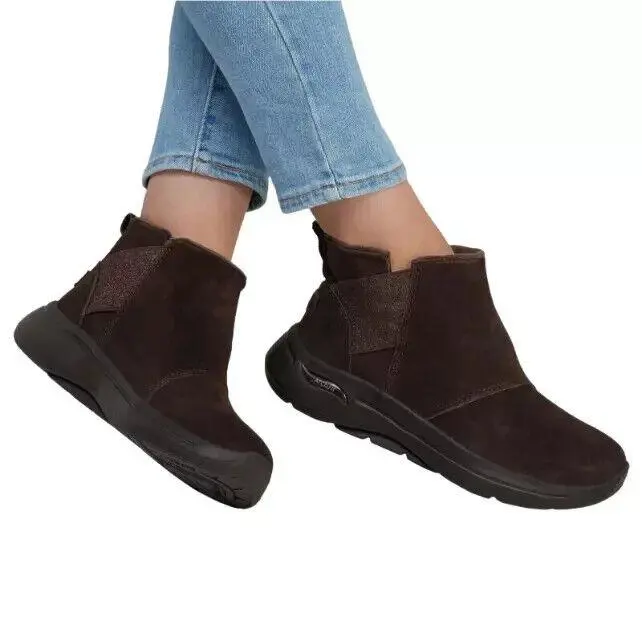 Woman Skechers Go Walk Arch Fit - Happy Embrace Boot 144420 Chocolate - Brown