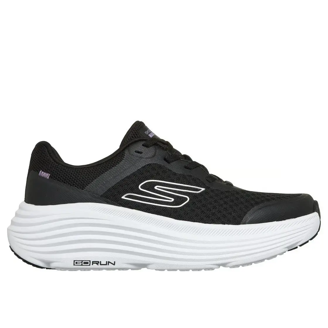 Skechers Shoes Black Womens Max Cushioning Endeavour Comfort Sport Casual 129470 - Black / White