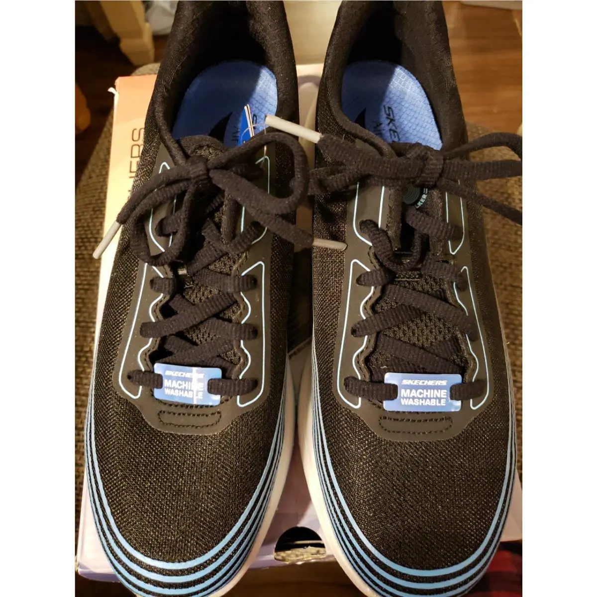 Skechers GO Walk Speed Walker Shoes Womens 8.5 Walking Sneakers Black / Aqua