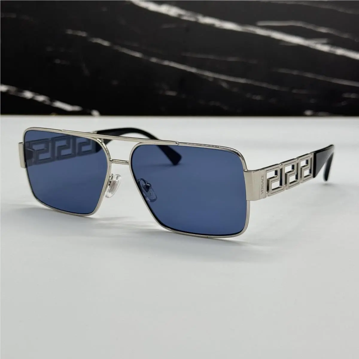 Versace VE2290 100180 Silver/blue Unisex Sunglasses VE2290 1001/80