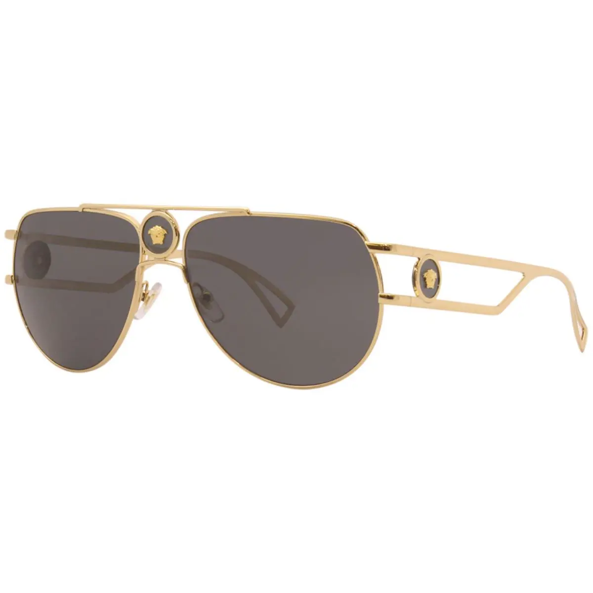 Versace 2225 1002/87 Sunglasses Men`s Gold/grey Mirror Lenses Pilot Style 60mm - Frame: Gold, Lens: Black