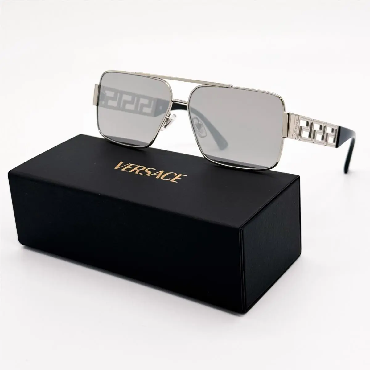 Versace Sunglasses VE2290 10016G Silver/gray Unisex Eyewear VE2290 1001/6G