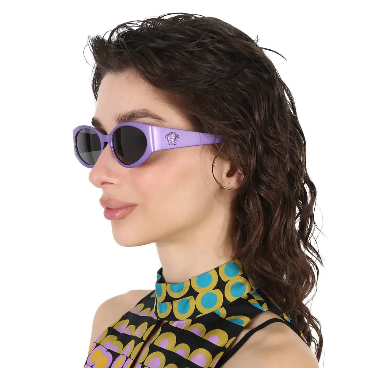 Versace Dark Grey Oval Ladies Sunglasses VE2263 150287 56 VE2263 150287 56