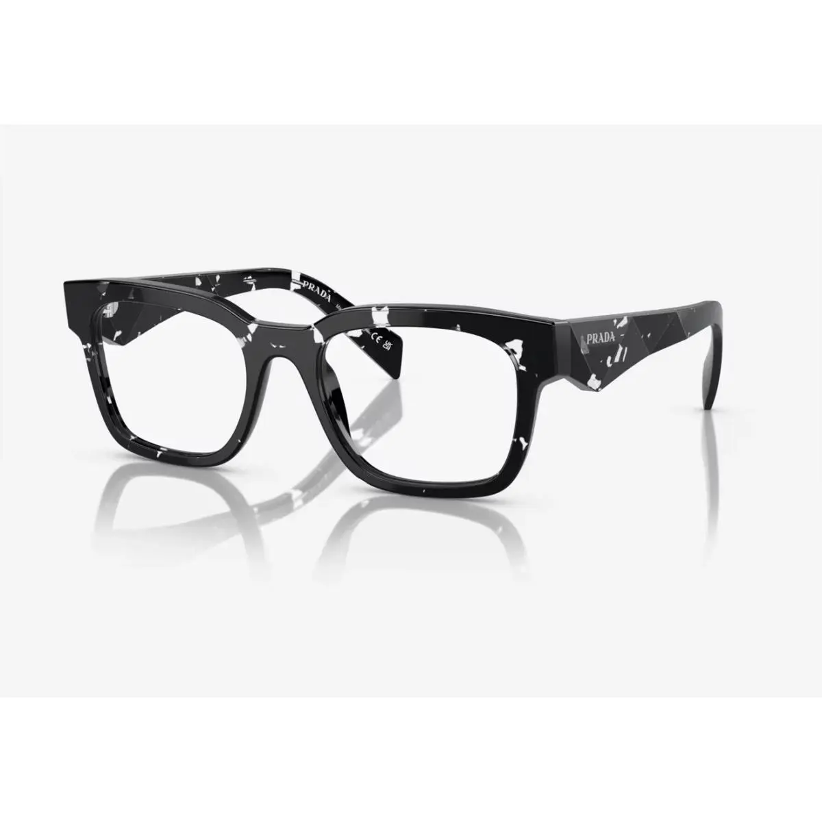 Prada PRA10V 15O1O1 51 Black Transparent Havana Eyeglasses Optical Frame