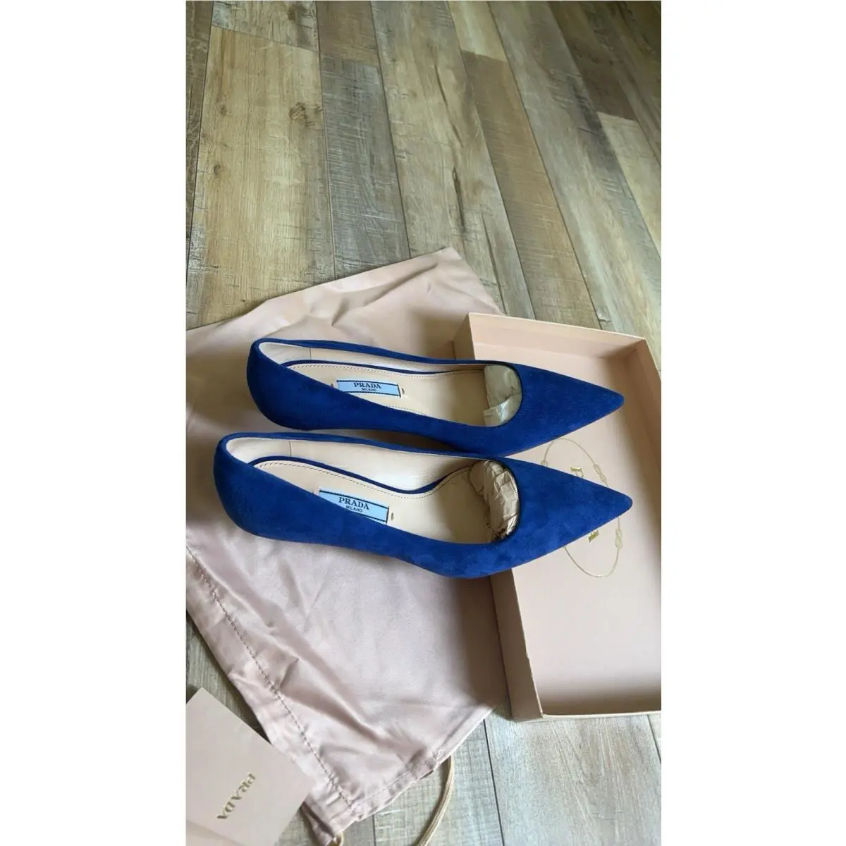 Prada Kitten Heels Blue Suede Goatskin Size 35.5 Calzature Donna