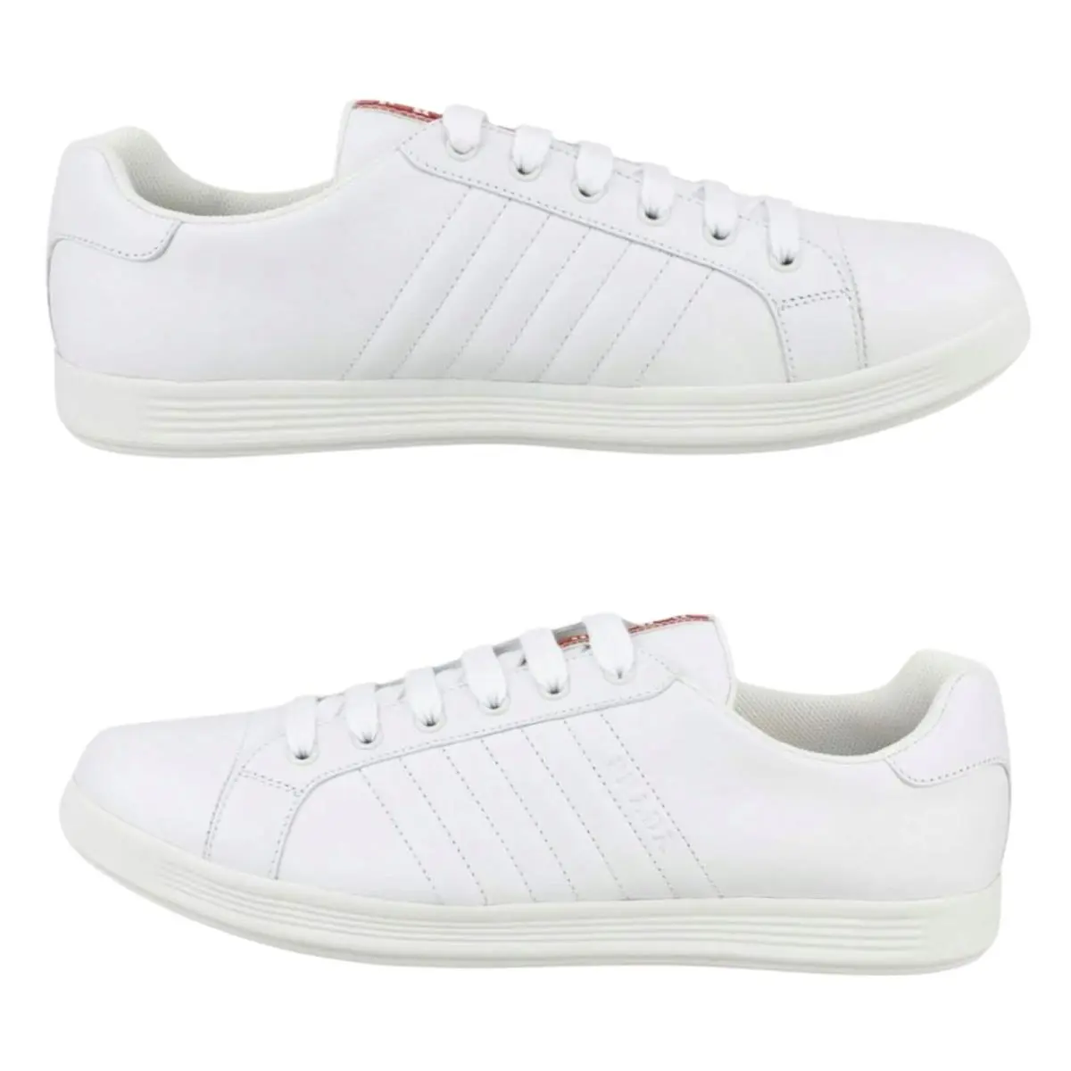 Prada Men`s Vitello Calfskin Leather Trainer Low Top Sneaker White - White