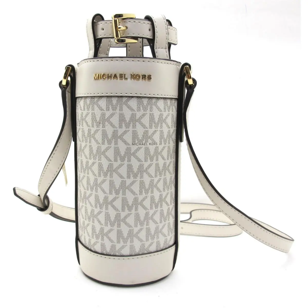 Water Bottle Holder Coated MK Signature Crossbody Bag Lt. Cream by Michael Kors