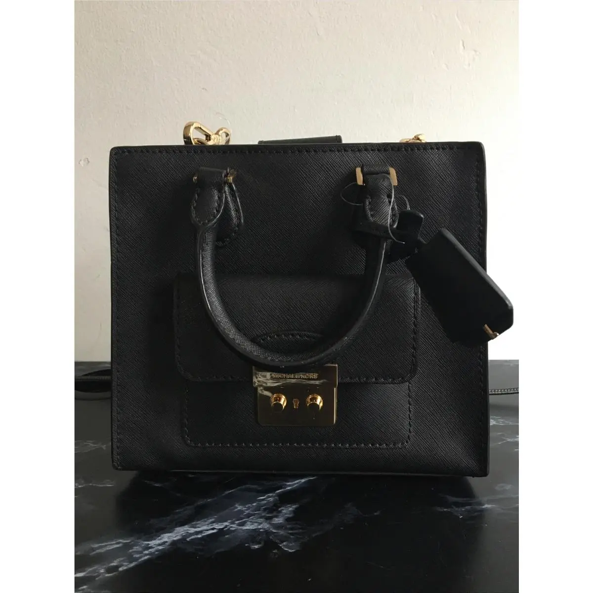 Michael Kors Bridgette Small Leather Crossbody Messenger Bag Black