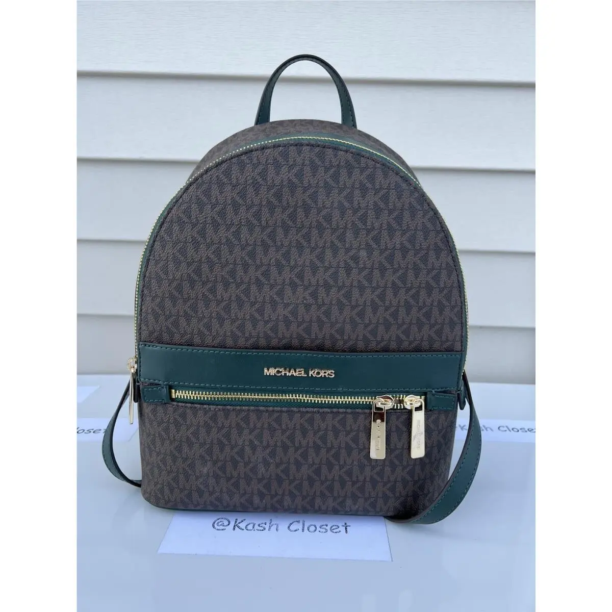 Michael Kors Backpack Kenly Medium Bag MK Signature Racing Green