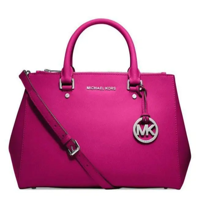 Michael Kors Sutton Fuchsia Pink Saffiano Leather Medium Satchel Bag