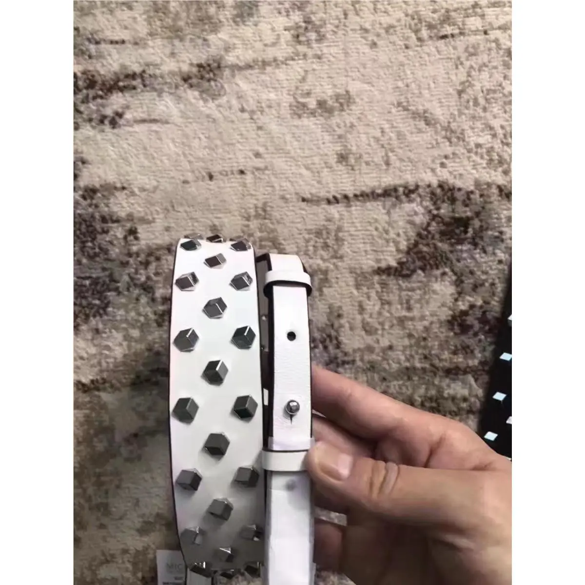 Michael Kors White Studded Adjustable Shoulder Bag Strap Replacement – Silver Tone
