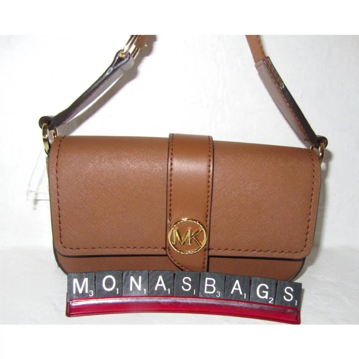 Michael Kors Greenwich Small E W Sling Crossbody Luggage Leather