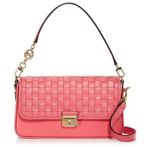 Michael Kors Shoulder-bag Crossbody Double Strap Weaved Leather Berry Push-lock