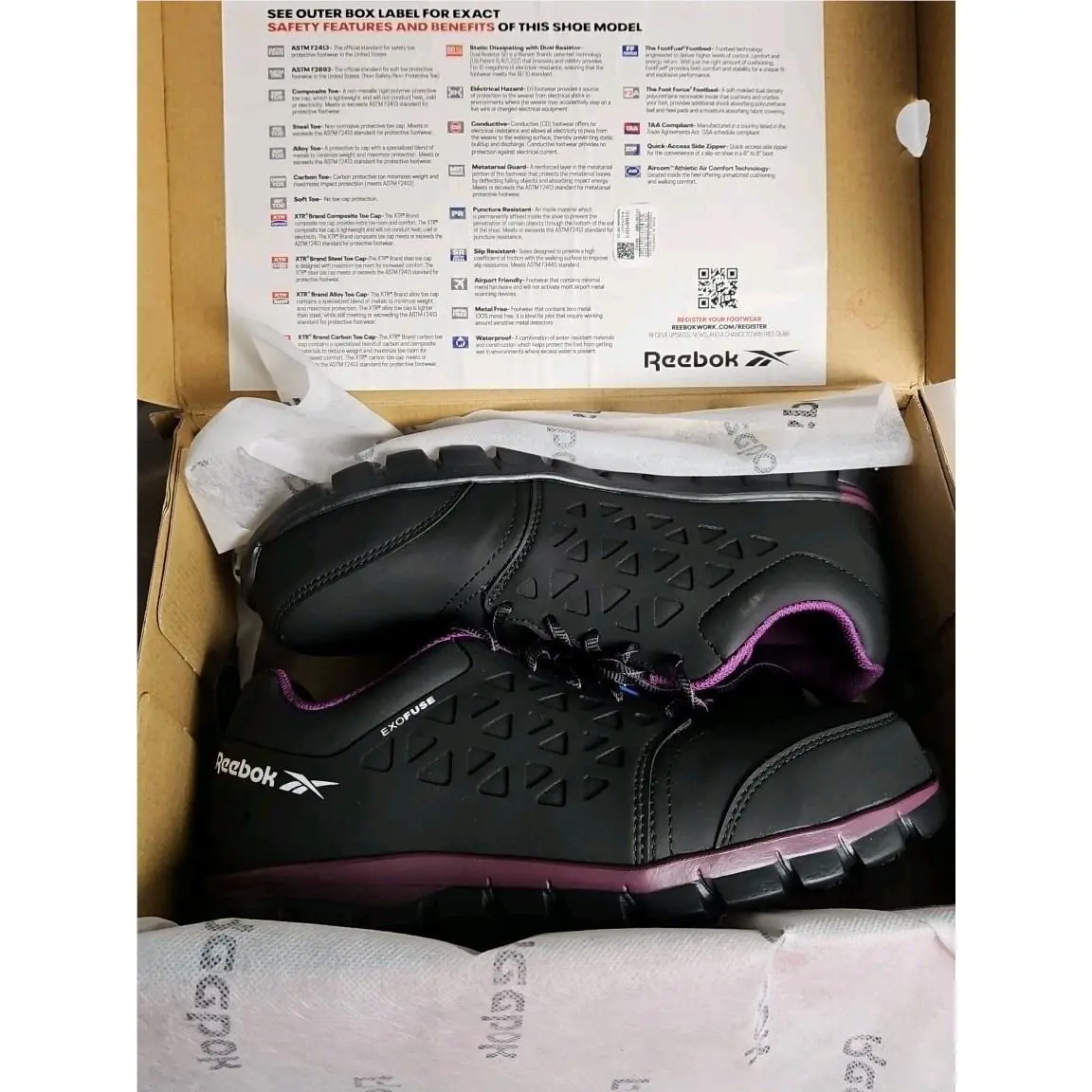 Reebok shoes - Sublite Cushion Work - Sublite Cushion Work - Black with Purple and Green accents 6