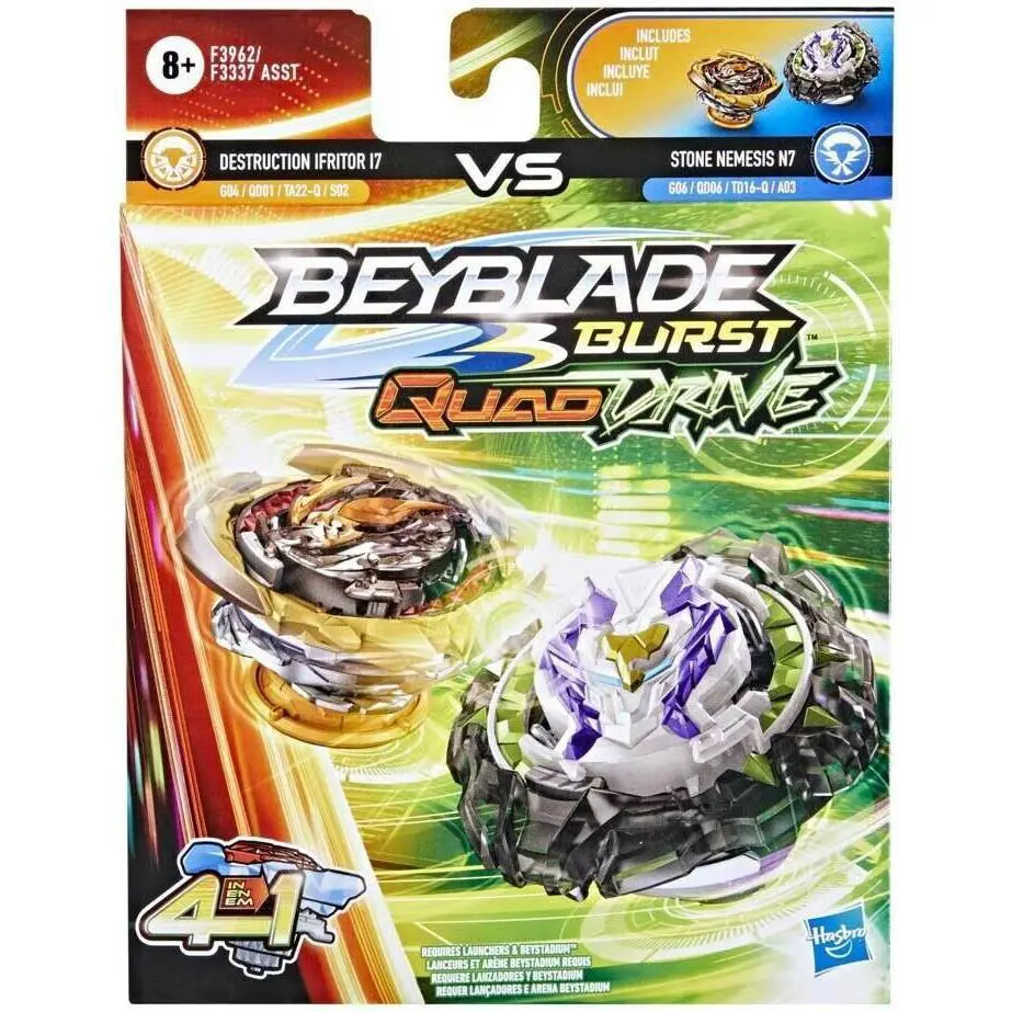 Beyblade Burst Quaddrive Destruction Ifritor I7 vs Stone Nemesis N7 Dual Pack