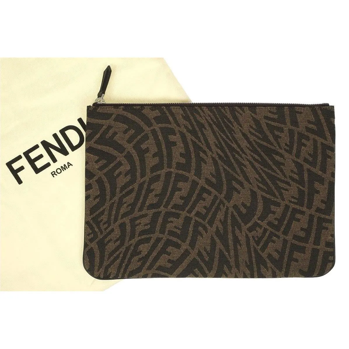 Fendi Tessuto Jaquard Medium Pouch Clutch Bag