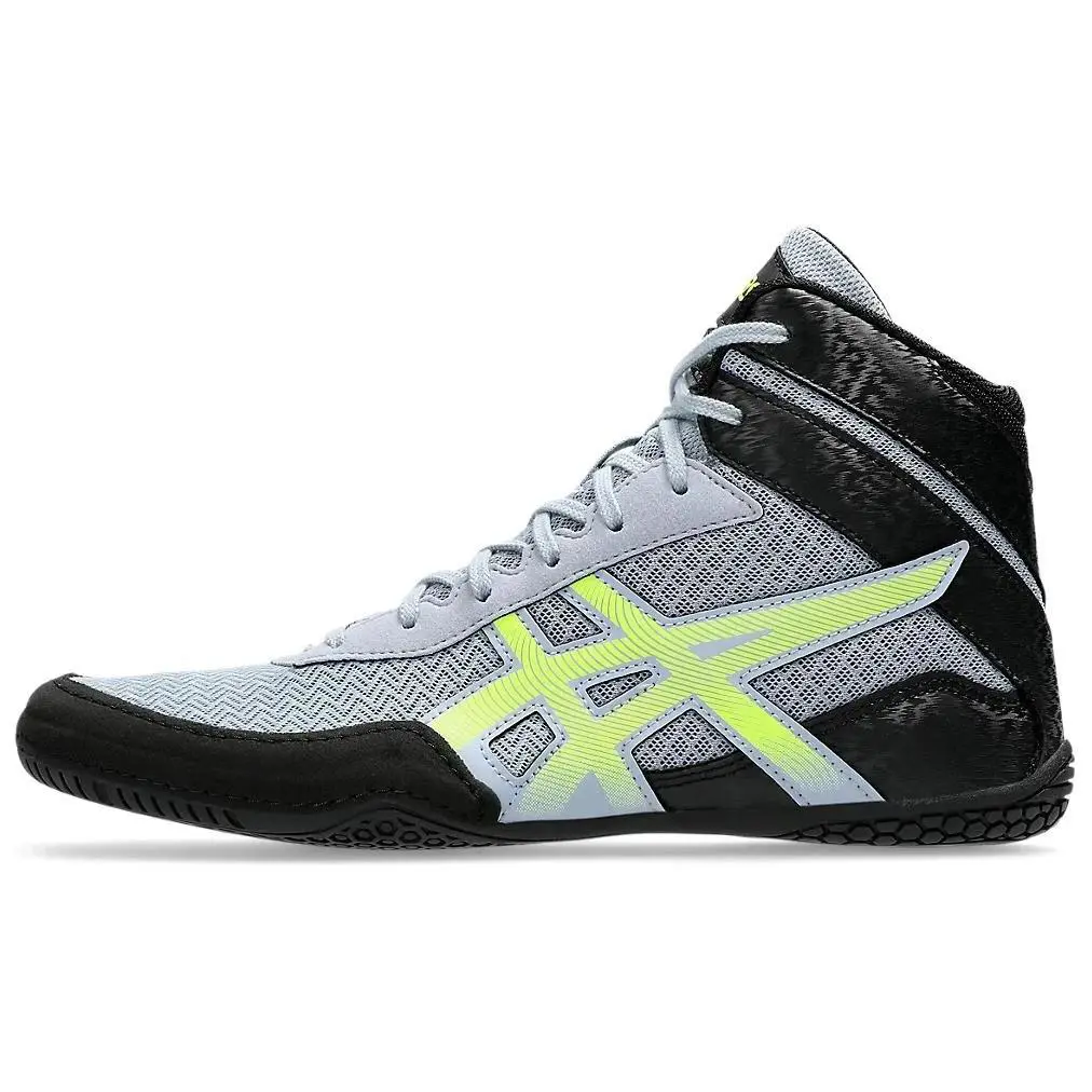 Asics Matcontrol 3 Grey Blue Safety Yellow 081A053-400 Wrestling Shoe Men`s 7 - Gray/Yellow