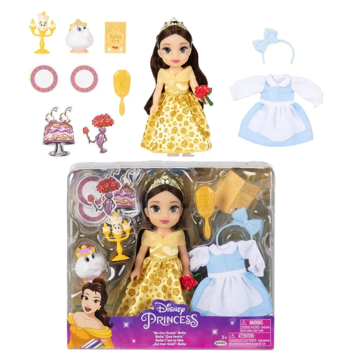 Disney Princess Belle Doll Set with Outfits Accessories and Friends Lumiere