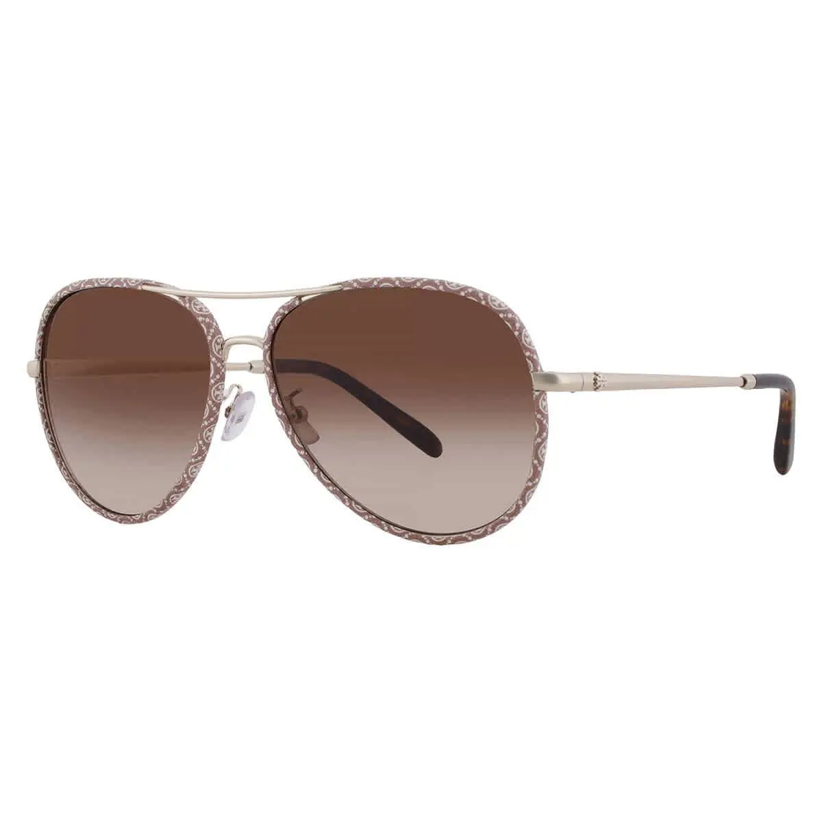Tory Burch Women`s 60mm Gold Brown Monogram Wrap Sunglasses TY6114-336013-60