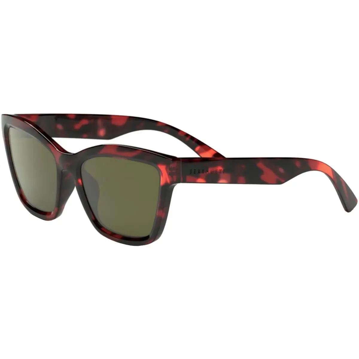 Rolla Polarized Women`s Cat-eye Sunglasses - SS53700 - Made in Italy Shiny Red Tortoise/555nm (SS537004) by Serengeti