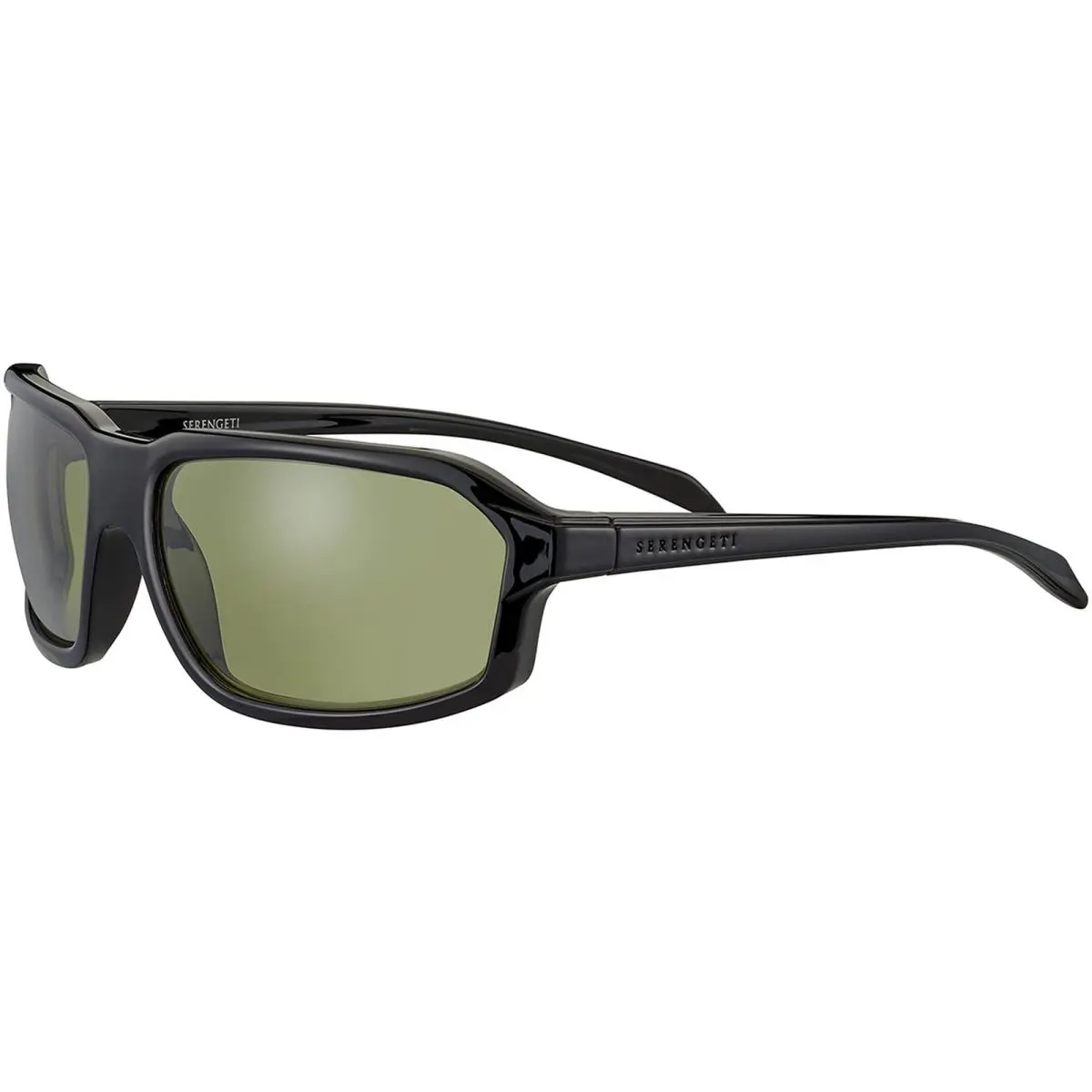 Serengeti Hext Men`s Photochromic Shiny Black Wrap Sunglasses - SS571006 - Italy - Frame: Shiny Black, Lens: 555nm Green