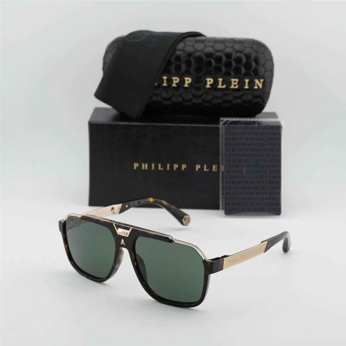 Philipp Plein SPP046V 0722 Shiny Havana/green 61-15-145 Sunglasses