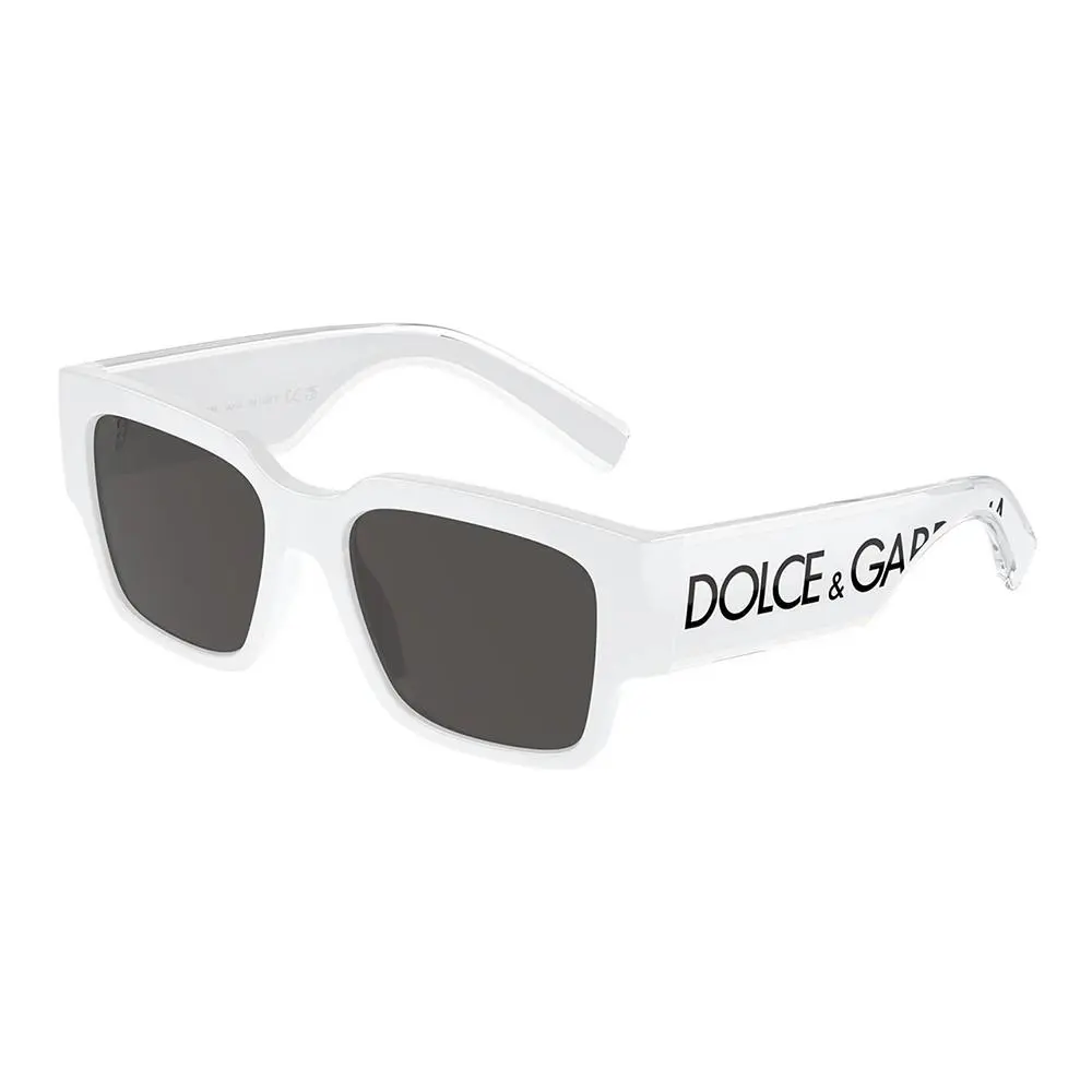 Dolce Gabbana DX 6004 331287 White Plastic Square Sunglasses Grey Lens