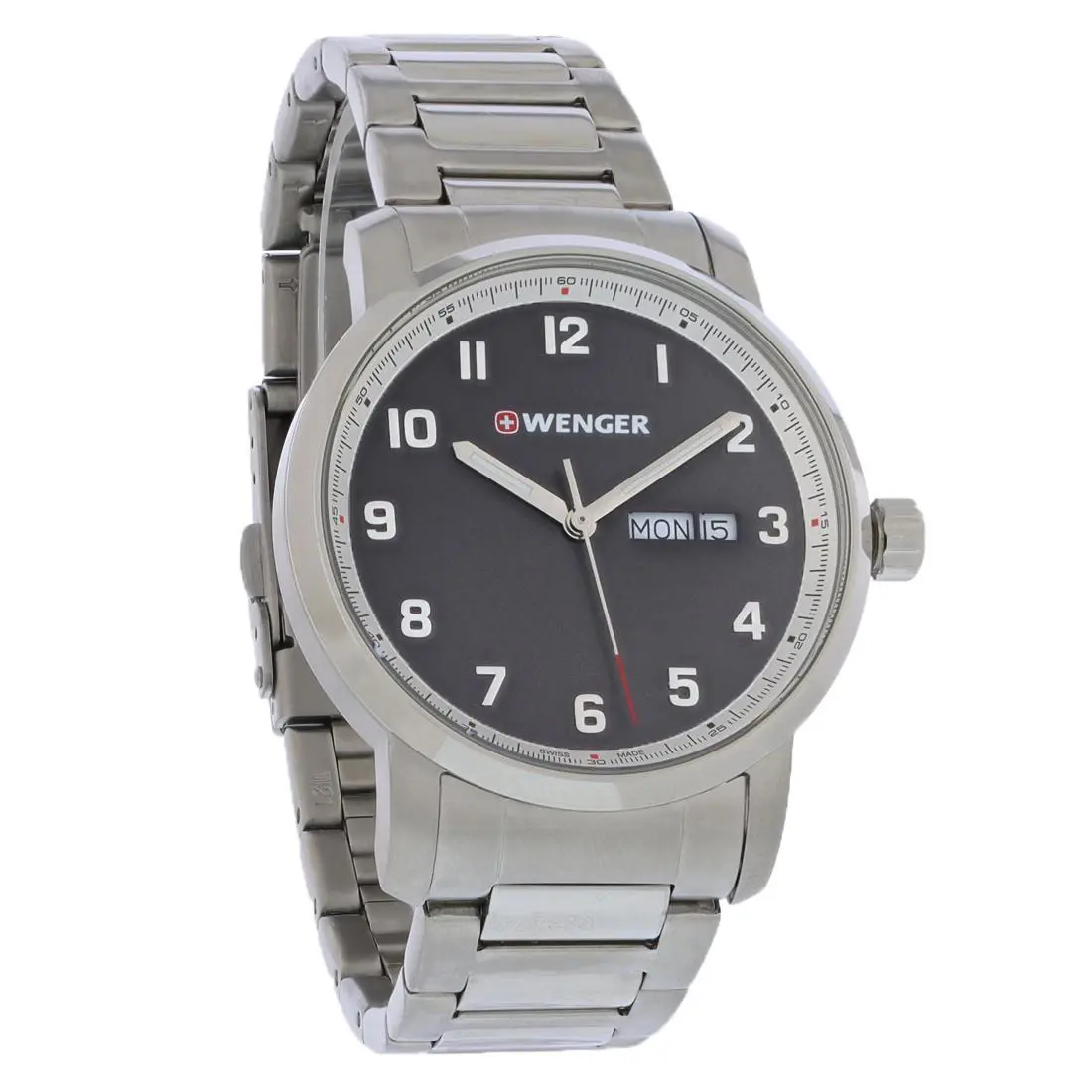 Attitude Men`s Black Dial Stainless Quartz Watch 01.1541.119 by Wenger