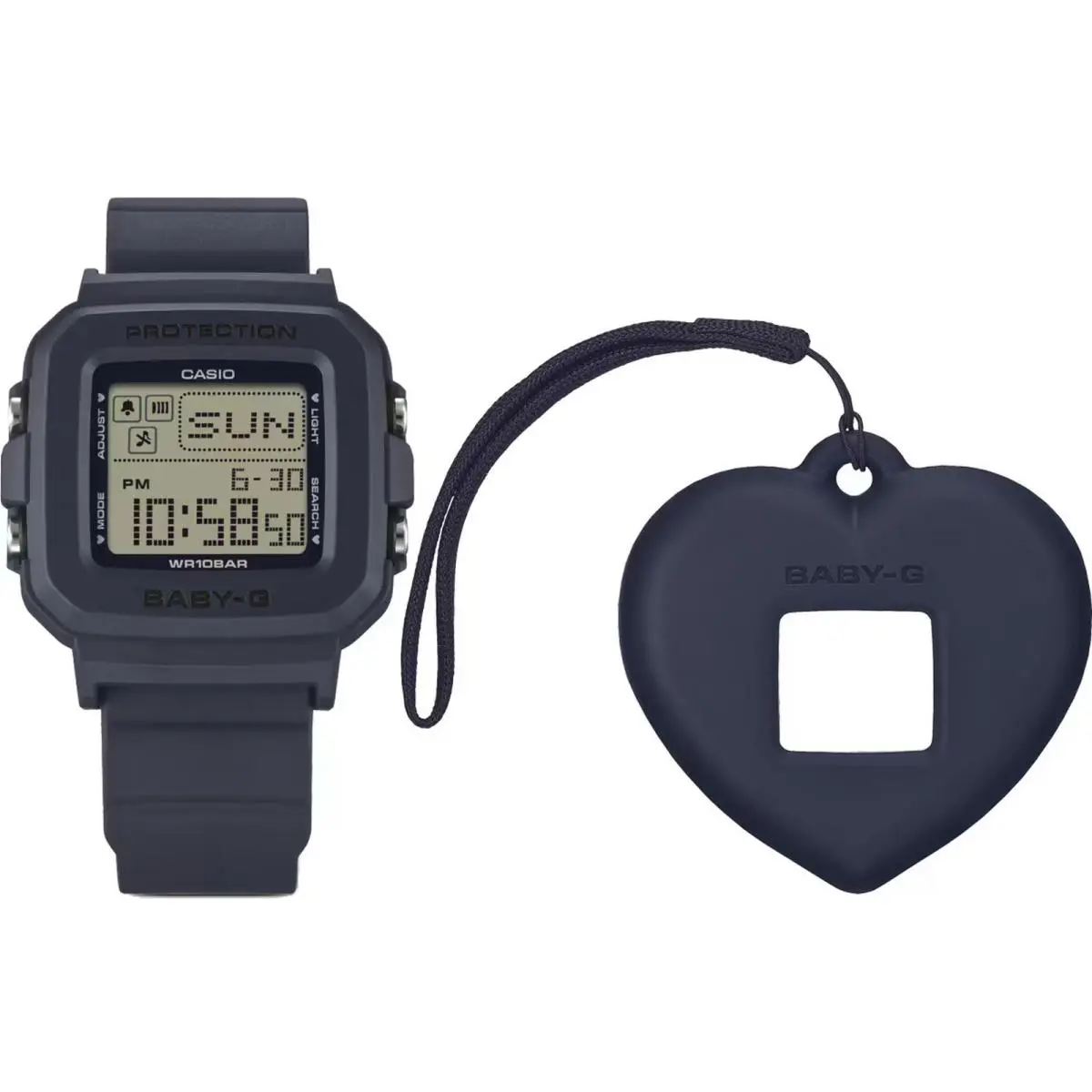 Baby-g+ BGD-10KH-2C Black Digital Watch Women`s Heart Holder 100M WR Set by Casio