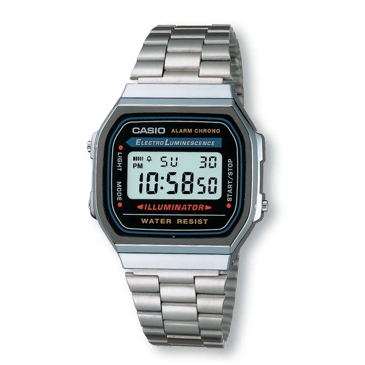 Casio A168WA-1 Digital Electro Luminescence Watch Black Dial